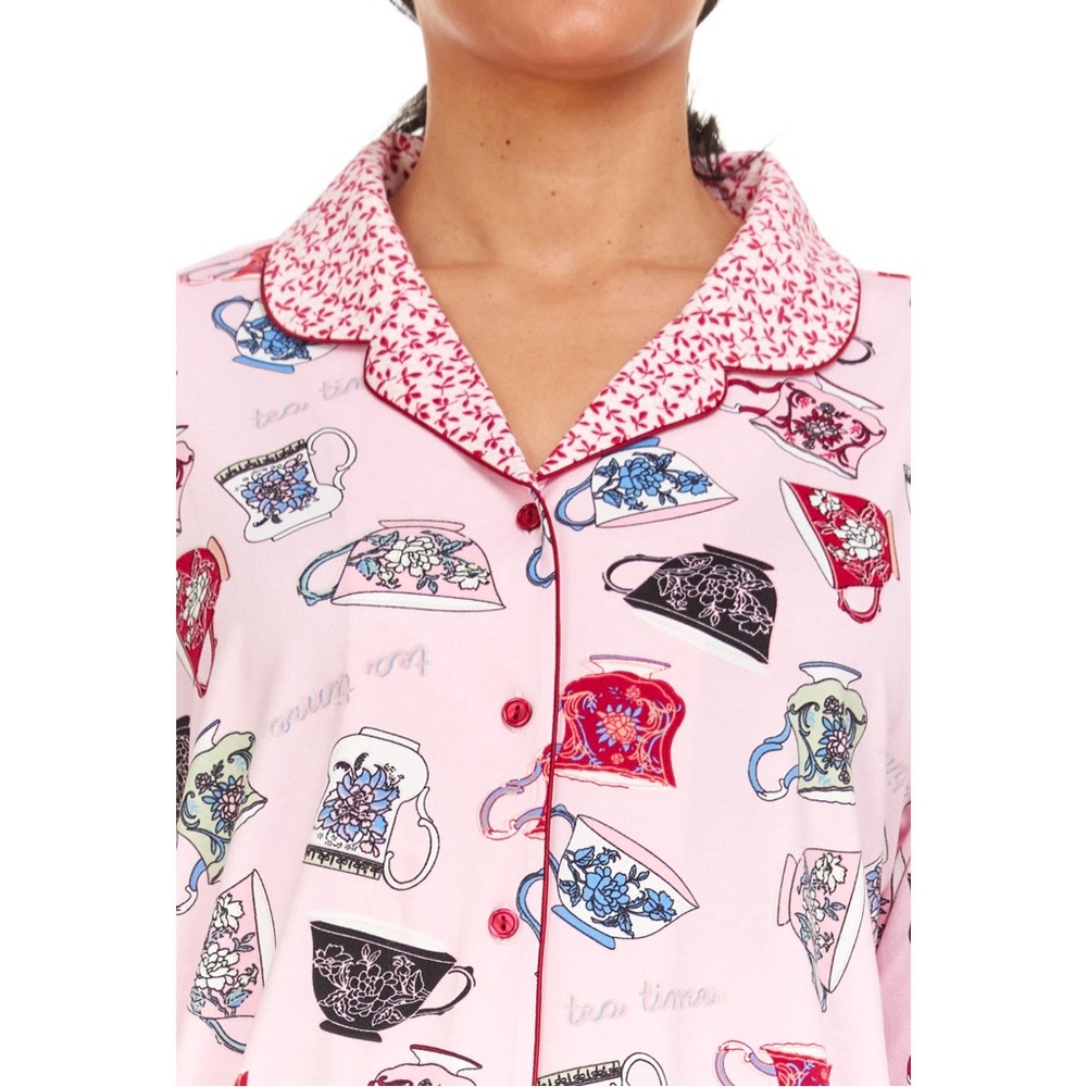 Flora Nikrooz Pink Tea Time Pajama Set Size Small NWT
